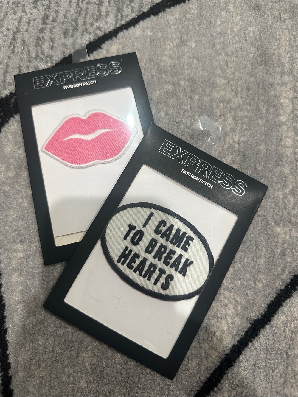 Express Pink Lips & Black-Trim 'I Came to Break Hearts' Patch Set